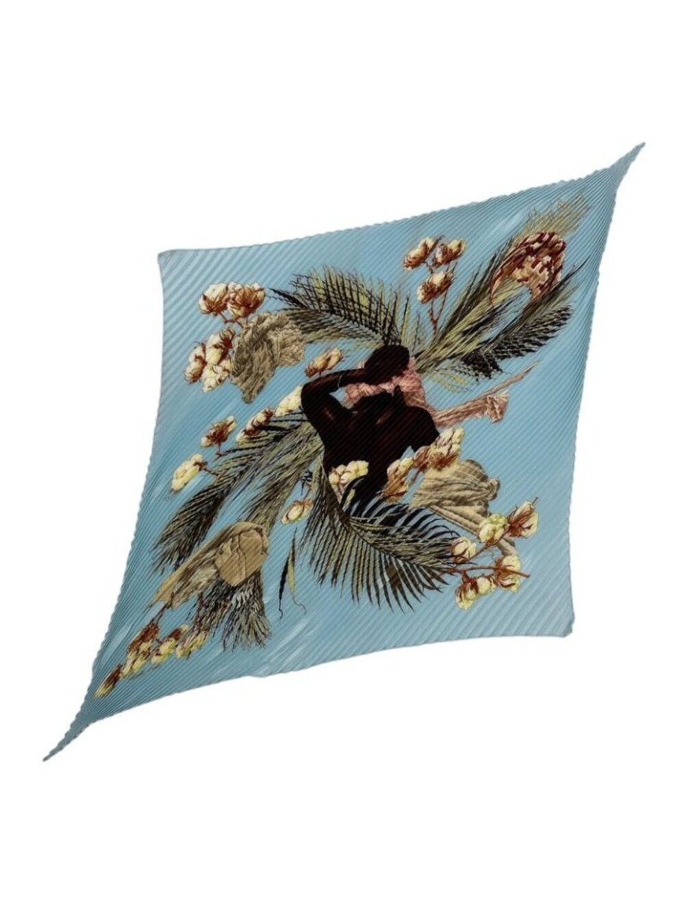Hermes Scarf Pleated Turbans Des Reines Queen's Turban Blue - Picture 2 of 6